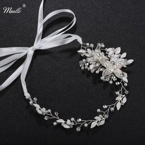 Miallo Wholesale Pearls Flower Bridal Headband Handmade Austrian Crystal Bridal Head bands Wedding Hair Accessories Headpieces