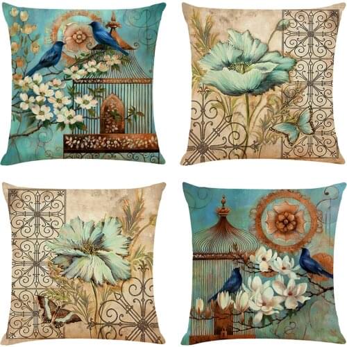 Vintage Flower Cushion Cover Hoga Decorative Pillow funda cojines 45x45 housse de coussin Nordic Throw Pillow Cover for Sofa Car
