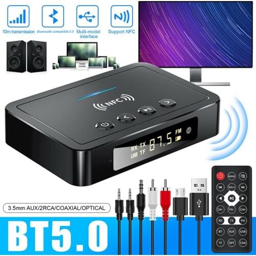 NFC Bluetooth-Compatible Transmitter Receiver Wireless 3.5mm Adapter Remote Control Bluetooth-Compatible5.0 Receiver Transmitter