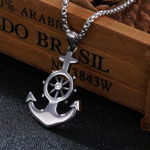 Gift 3.0MM Stainless Steel Chain Pendant Necklace Silver Color Anchor Necklace Pendant for Men Male Fashion Jewelry