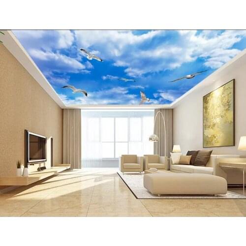 Custom Any Size 3D Stereo blue Ceiling Murals Wallpaper Living Room Wall Papers Home Decor Modern Wall Painting cloud ceilings