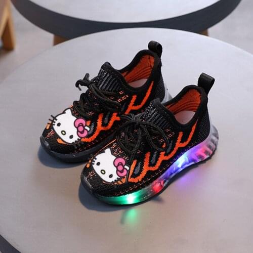Sanrio Hello Kitty casual shoes childrens light-up shoes boys and girls soft-soled non-slip LED running shoes sports shoes