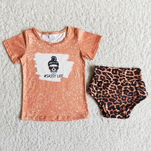 Sassy Life Sunglasses Wild Girl Bleached Shirts Orange Style 0/3m-m Yellow Leopard Bummies Sets