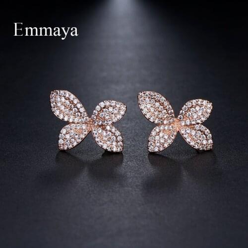 Emmaya Brand Fashion Charm Originality Plants AAA White Cubic Zircon Two Tone Jewelry Earrings For Woman Popular Wedding Gift