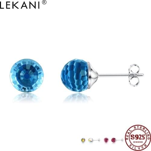 LEKANI Stereo Ball Earrings Fashion Simple Austria Crystal Women Earring Colorful Romantic Anniversary Party Send Friends Gifts