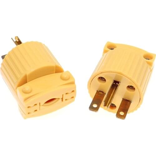 US NEMA 6-15P Industry Power Converter Plug American 3-pole Locked Plug Rewireable Copper Connector 15A 125V Yellow