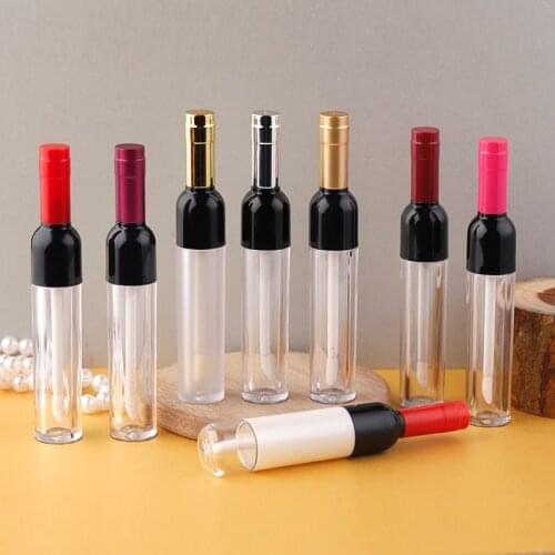 1pc/5pcs 5ml Empty Red Wine Shaped Lip Gloss Tube Clear Plastic Lipstick Tubes Reffilable Bottle Cosmetic Packaging Container