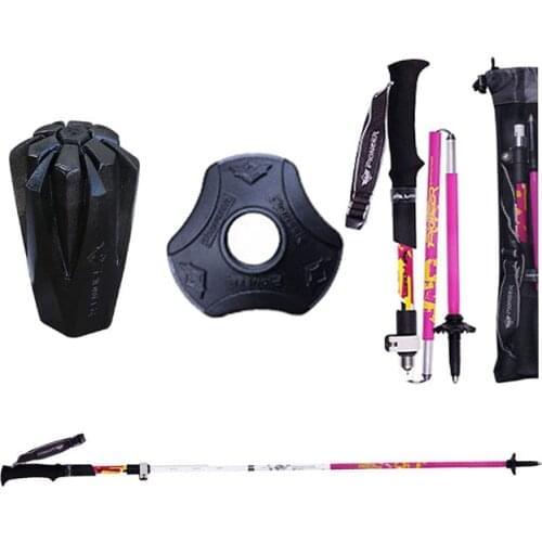 Ultralight Carbon Fiber Folding Trekking Pole Ultra Light Adjustable Travel Hiking hiking Nordic Walking Stick + Aluminum Alloy