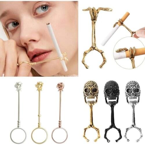 Vintage Cigarette Holder Ring Rack Metal Finger Clip Women Men Slim Cigarettes Elegant Smoking Accessories Smoker Ring Gifts