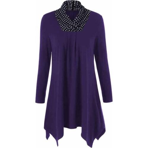 2019 Hot sale Fashion long-sleeved dress Women Plus size S-5XL irregular splice dresses Casual top female Loose short dress G423