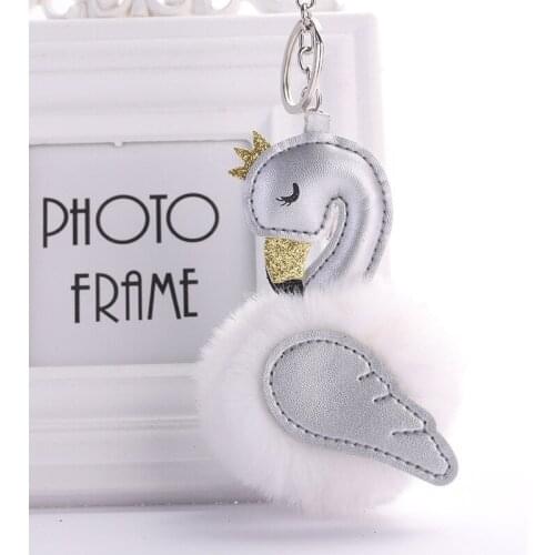 1Pcs Anime swan Plush Toy With Keychain swan Key Pendant With Pom PomSoft Stuffed Animal Toys Kids Girls Bag Hang Pendant