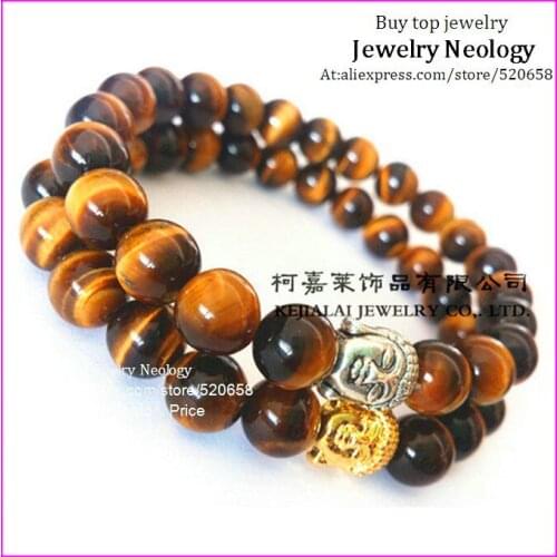 10pcs Good quality Buddha faith bracelet ,Yoga Mala Bracelet , Tiger Eye stone mens Bracelet 8mm