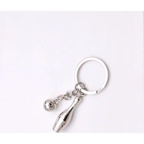 10pcs New Design Mini Cute Keychain Bowling Pin and Ball accessaries Key Ring 3D Keyfob Keychain Fashion Gift Sports Keychains