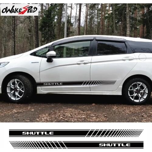 2PCS Car Body Door Side Skirt Decor Sticker For Honda Shuttle Sport Stripes Styling Auto Accessories Vinyl Decals