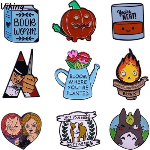 20pcs/lot G1631 Funny Moon Enamel Pins and Brooches for Women Men Anime Lapel pin backpack bags badge Collection Gifts