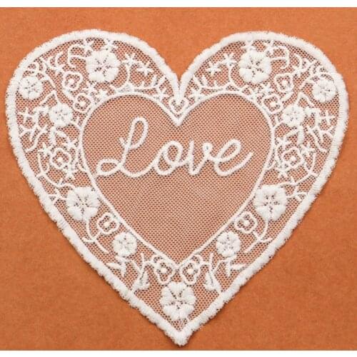 2021 White Craft Lace Collar Venise Love Heart Mesh Embroidered Applique Trim Lace Wedding decor lace fabric for dress patchwork