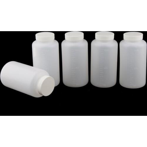 5Pieces Graduated Round Reagent Bottle With Scale Line Screw Cap 1000ml