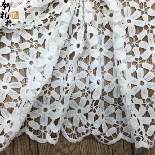 5Yards Floral Water Soluble White Lace Fabric For Women Party Dresses African Guipure Cord Lace For Wedding Dentelle Tissu