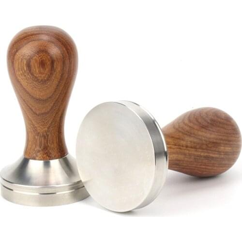 51/53/54/58/58.35mm Stainless Steel Wooden Tamper Rosewood Espresso Powder Cafe Hammer Flat Base Coffee Tools Coffee Accessories