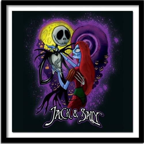 5d Diy Diamond Painting Jack and Sally Cross Stitch Square Diamond Embroidery Wall Stick Full Diamond Crafts Home Decor