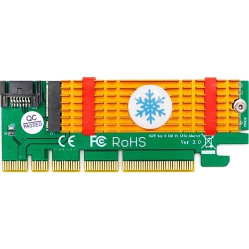 For NGFF M.2 B Key SATA-Bus SSD to SATA3 Adapter with Heatsink PCIE x1 x4 x8 x16 Slot SATA Cable for 2230 2242 2260 2280 M2 SSD