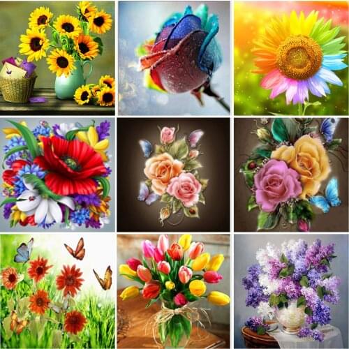 5D Diamond Painting DIY Landscape Flower Color Rose Diamond Embroidery Diamond Embroidery Handmade Cross Stitch Kit Christmas