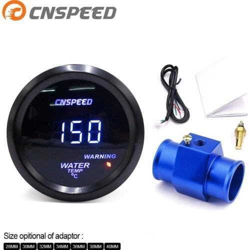CNSPEED 2'' 52MM Car Digital Blue Led Water Temperature Gauge 40-150 Celsius With Water Temp Joint Pipe Sensor Adapter 1/8NPT