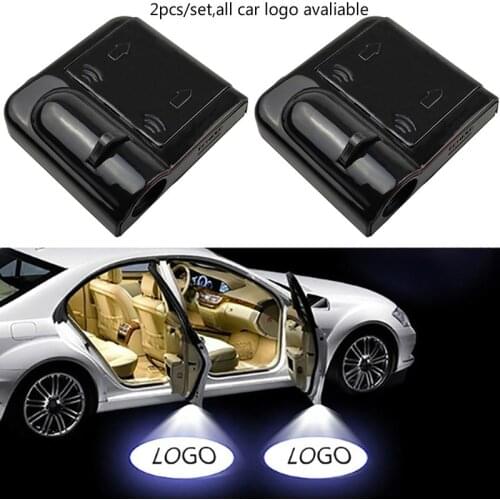 VEHICAR 2PCS Car Door Welcome Light Wirelss Warning LED Laser Projector Lights Any Car Logo Avalible Ghost Shadow Light DIY Car