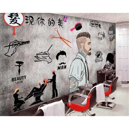 Beibehang Custom wallpaper 3d murals European and American industrial wind cement wall beauty salon barber shop background wall