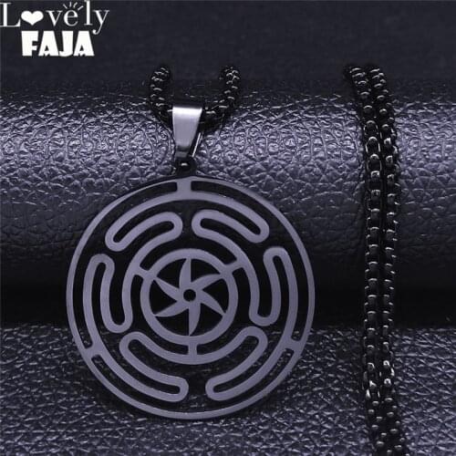 Hekate Wheel Stainless Steel Necklace Chain Strophalos Hecate Magic Symbol Logo Statement Necklace PIN Jewelry collier N3046S03