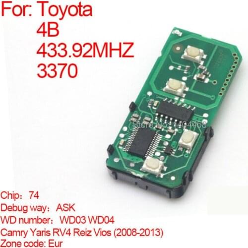 For Toyota smart card board 4 buttons 433.92MHZ number:WD03-WD04-271451-3370-Eur-ES025