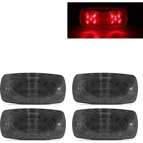 Fuleem 4PCS 4inch Smoked Lens RED LED Trailer Marker LED Light Double Bullseye 10LED Clearance Light Lamp 12V Waterproof