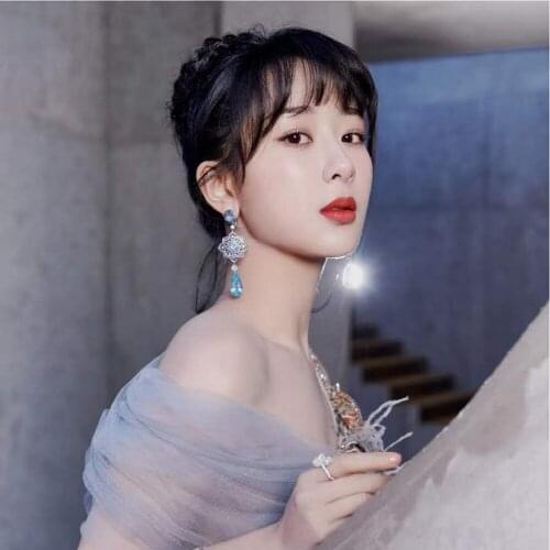 HIBRIDE New Long Trendy Water Drop Cubic Zirconia Women Bridal Fashion Silver Color Drop Earrings Party brincos Bijoux E-574