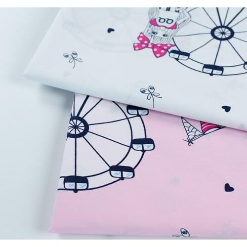 HLQON cotton sateen Amusement park girl fabric for women clothing sewing upholstery tissue wedding dress patchwork DIY