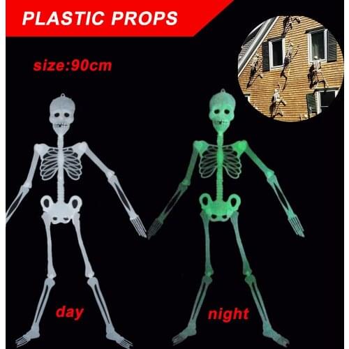 Glow In The Dark Hanging Skeleton Scary Halloween Decoration Luminous Halloween Props Outdoor Party Horror Movable Skull 3