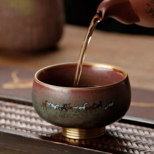 Ceramic Master Cup Kung Fu Small Tea Cup Pin Cup Tea Set Rough Pot Kiln into a Single Tea Bowl Personal Cup Built Tea Ceremony