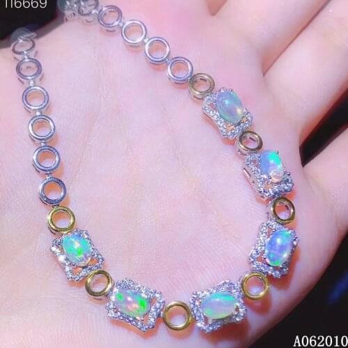 KJJEAXCMY fine jewelry 925 sterling silver inlaid natural opal bracelet popular girl hand bracelet support test