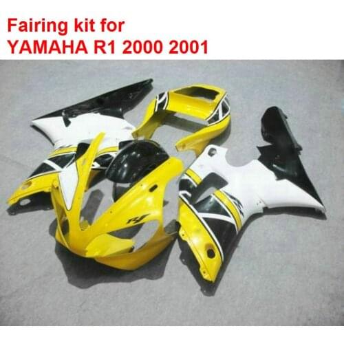 Compression molding motorcycle fairings for Yamaha YZFR1 2000 2001 yellow black white fairing kit YZF R1 00 01 BA127