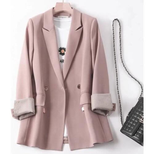 Korean Fashion Small Suit Coats Tops Womens Spring Summer Casual Wild Blazer Coat Ladies Temperament Slim Suits Plus size Jacket