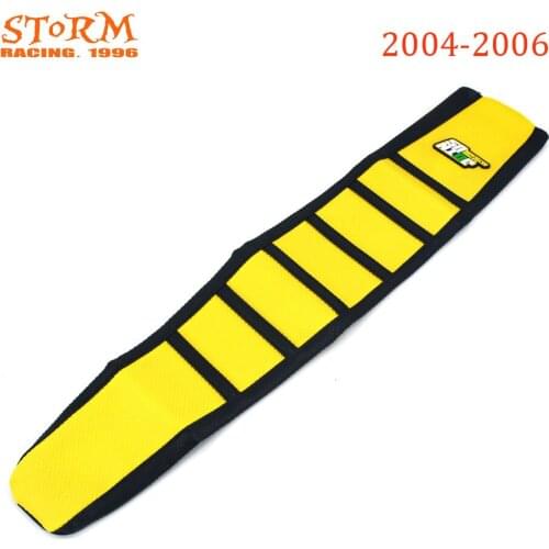 Red and Yellow Ribbed Striped Rubber Gripper Soft Seat Cover For SUZUKI RMZ250 RMZ 250 2004-2006 2007-2009 2010-2015 Dirt Bike