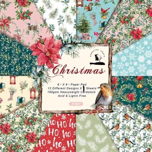 KSCRAFT 12 Sheets Christmas Scrapbooking Pads Paper Origami Art Background Paper Card Making DIY Scrapbook Paper Craft