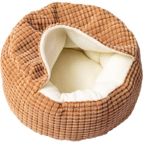 Super Soft Pet Dog Cat Cave Bed House Deep Sleep Winter Round Sleeping Kennel QX2E