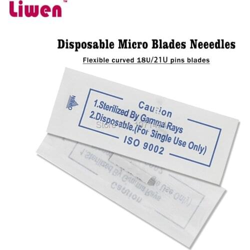 Top Selling 500pcs 3D Permanent Makeup 21 Pin U Shaped Blade Microblading needles disposable individual sterile pack