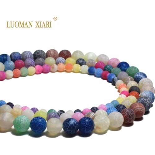 Matte Dull Polish Colorful Weathering Agat Natural Stone Round Loose Beads For jewelry Making 6/8/10mm DIY Bracelet Strand 15