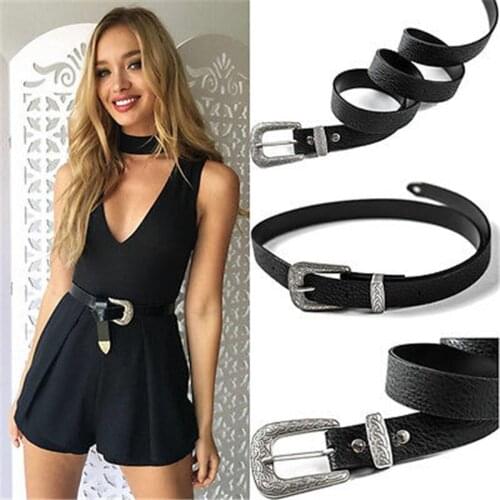 Fashion Vintage Leather Belt Women Lady Metal Buckle Retro Single Head Clothing Decor Boho Leather Waist Belt Waistband 98CM
