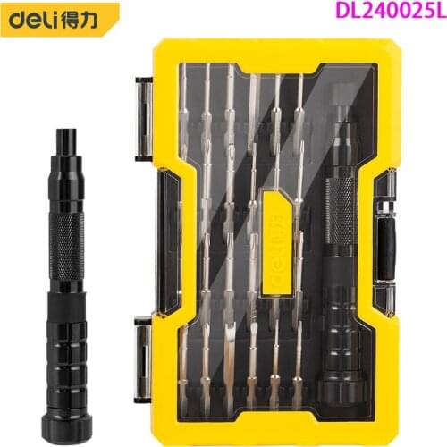 Deli DL240025L 25-Piece Precision Screwdriver Set Chrome Vanadium Steel Includes Slotted Screwdriver And Phillips Screwdriver