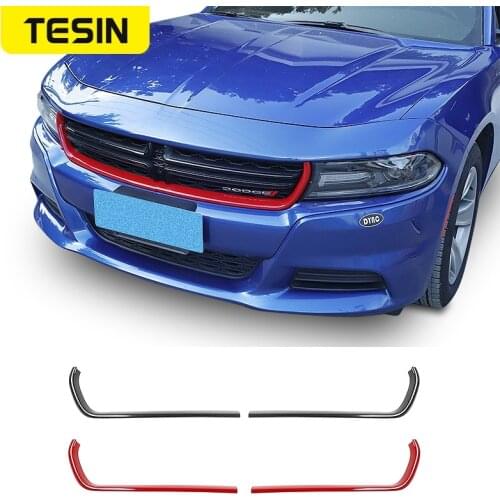 TESIN Car Stickers For Dodge Charger Car Front Grille Decoration Strip Trim Accessories For Dodge Charger 2015+ Car Styling