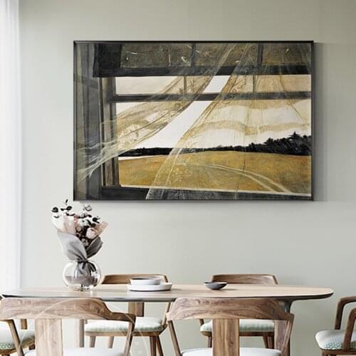 Nostalgic Scenery Outside Window Wind Poster n Print Canvas Painting Wall Art Cuadros For Living Room Creative Home Decoracion