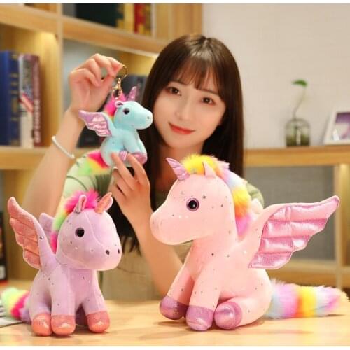 New 14/22/30cm Super Cute Angel Unicorn Plush Toy Cartoon Stuffed Animal Unicorn Key Chain for Kids Birthday Home Decor Gifts