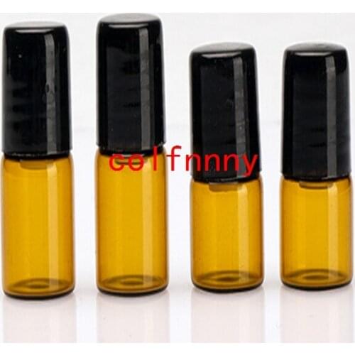 Wholesale 1000pcs 1ml 2ml amber roll on roller bottles for essential oils roll-on refillable perfume bottle deodorant containers